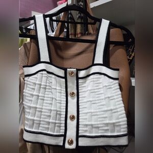 Elegant White and Black Women's Top